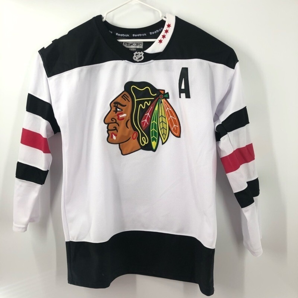 Chicago Blackhawks Duncan Keith 2 Reebok Mens T-Shirt White Black Color‎ Block L